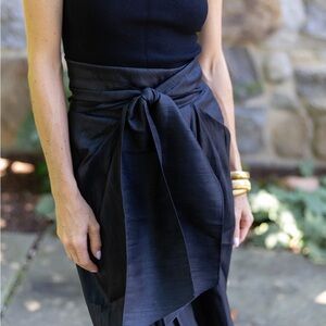 Julia Amory Cartegnia Noir Silk Dupioni Tie-Waist Skirt